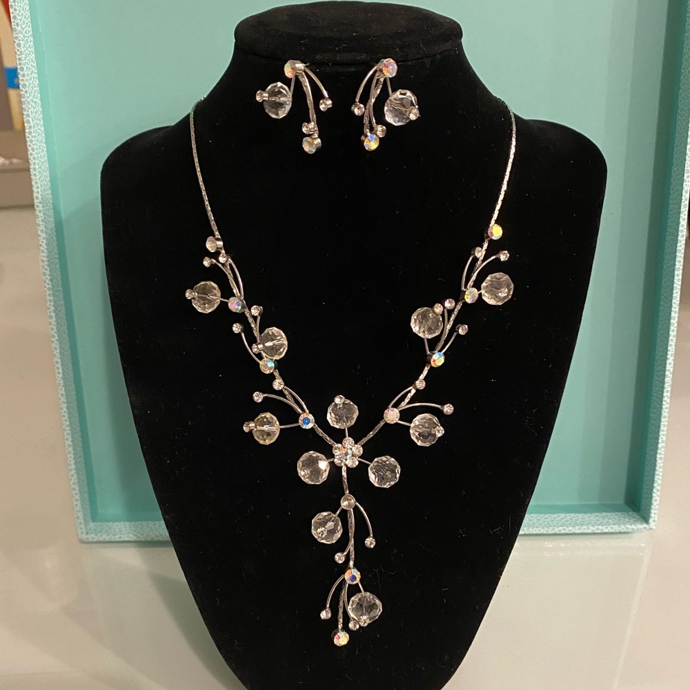 Crystal Statement Necklace and Earrings